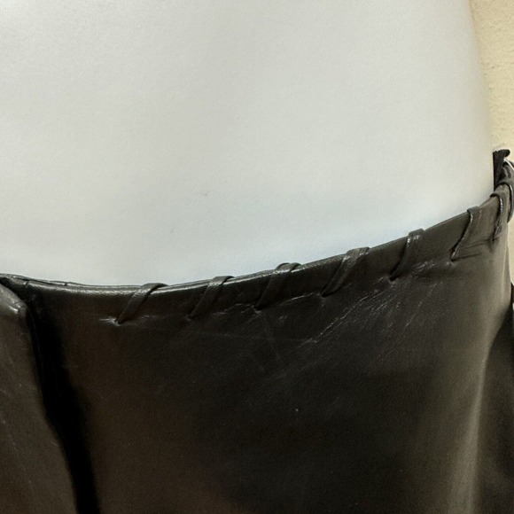 Vintage Y2K Cache Black 100% Soft Leather Pants Size 2 26" Waist Boot Cut NEW - Picture 4 of 11